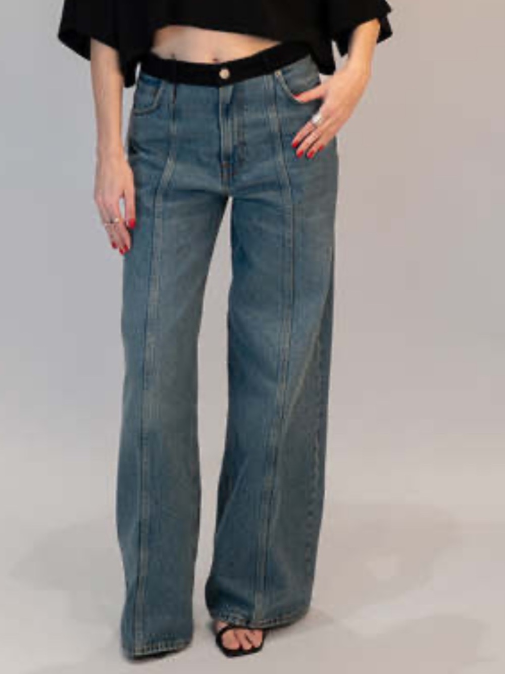 Haikure Womens Peace wide leg jeans lagoon wash 30
